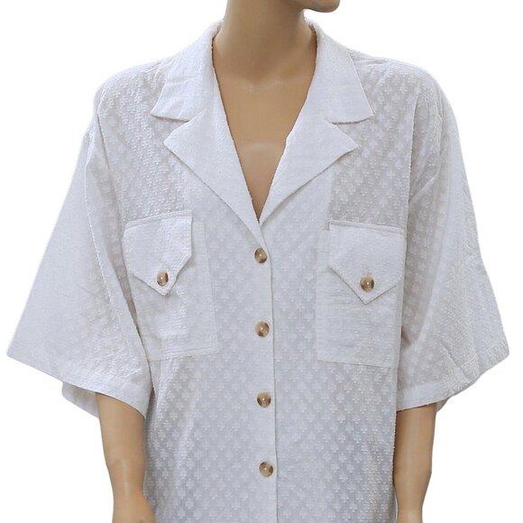 Rhode Resort Oliver Fil Coupe Cotton White Shirt Top Buttondown S New - Picture 6 of 9